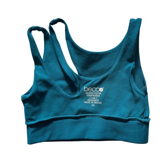 NWT -Becca Turquoise Shoulder Cut Out Sports Bra Active Top - XS - Picture 3 of 5